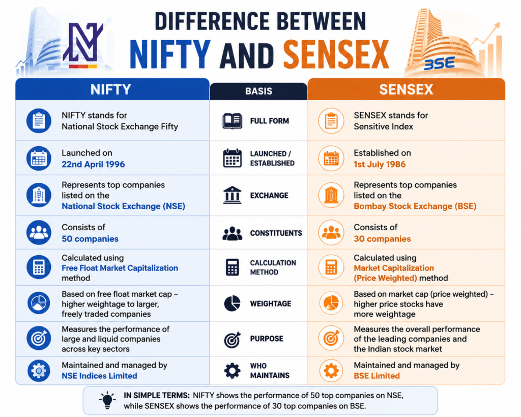 Difference between Nifty and Sensex